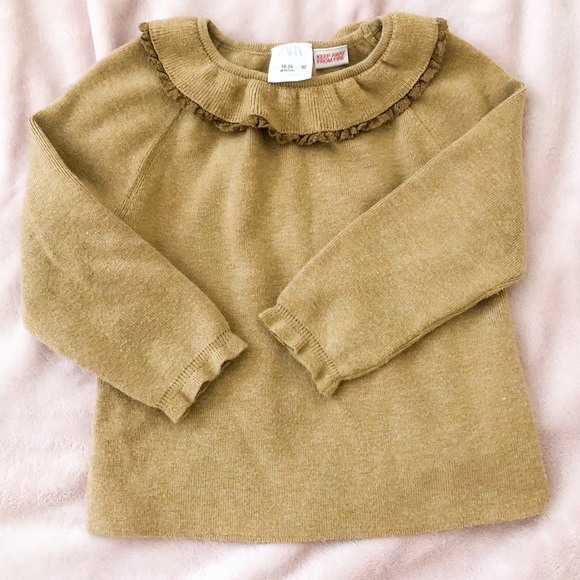 Zara Lace trim ruffled sweater in size 18-24mo - Picture 3 of 4